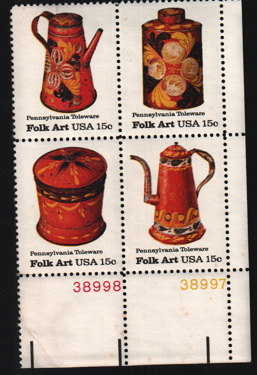 1979 15c Pennsylvania Toleware Block of Four Scott #1775-78 ST264