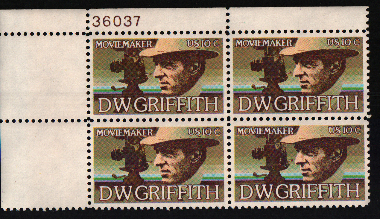 1975 10c David W. Griffith Block of Four Scott #1555 ST146