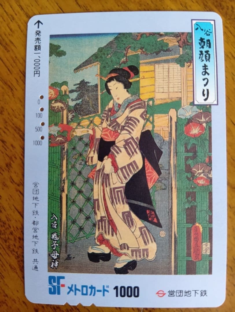 Iriya Morning Glory Festival Ukiyo-e Design Used Telephone Card