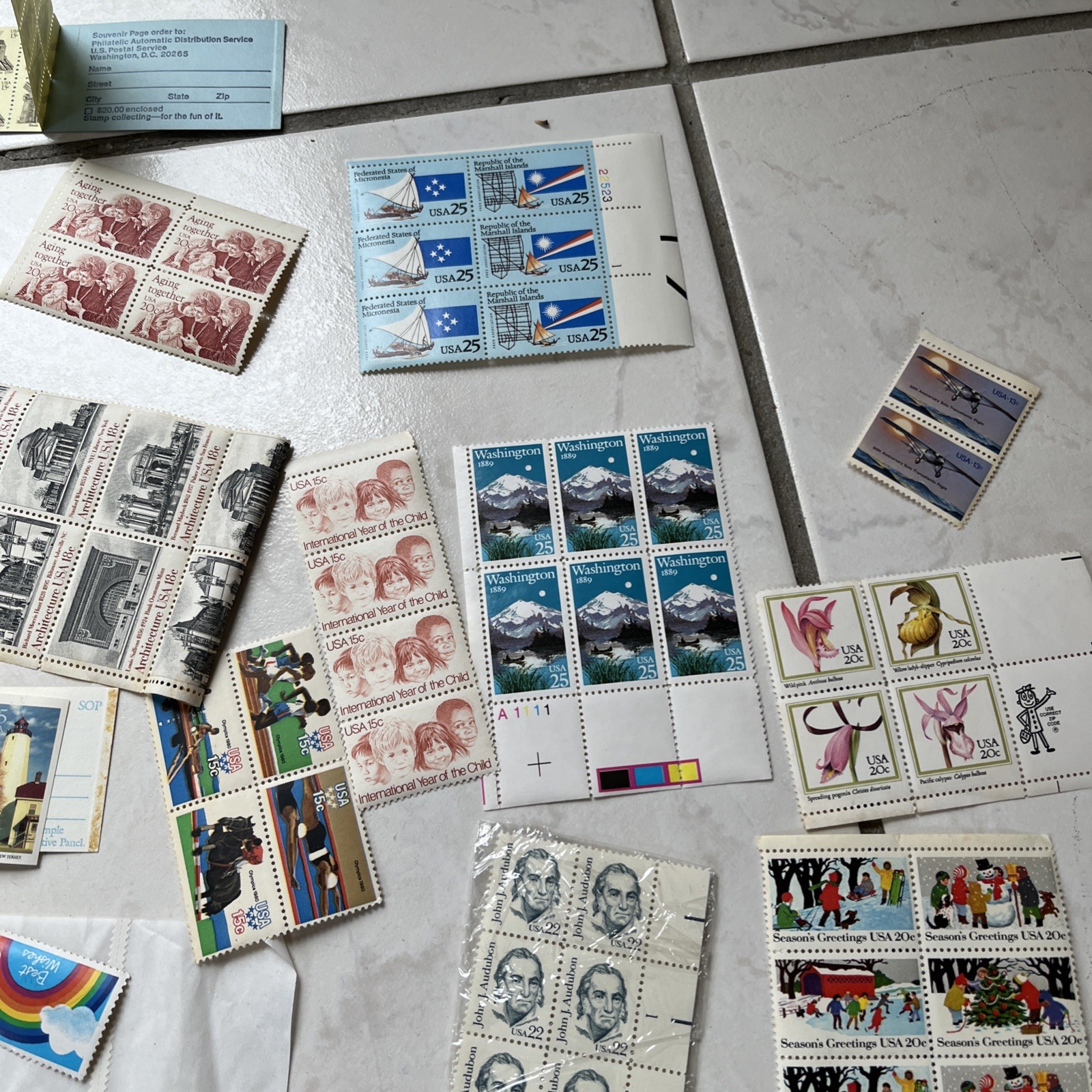 Unused Multiples & Strips & Singles of 13c, 32c, US Postage Stamps USA