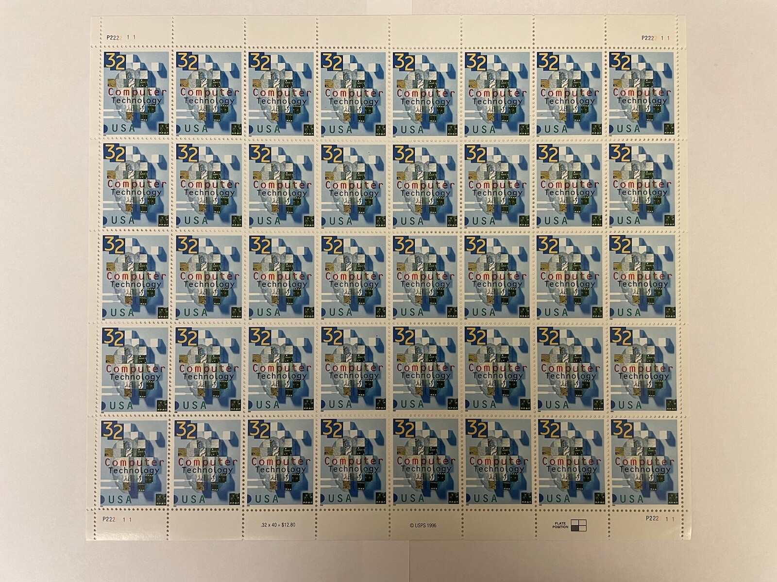 US SCOTT 3106 PANE OF 40 COMPUTER TECHNOLOGY STAMPS 32 CENT FACE MNH