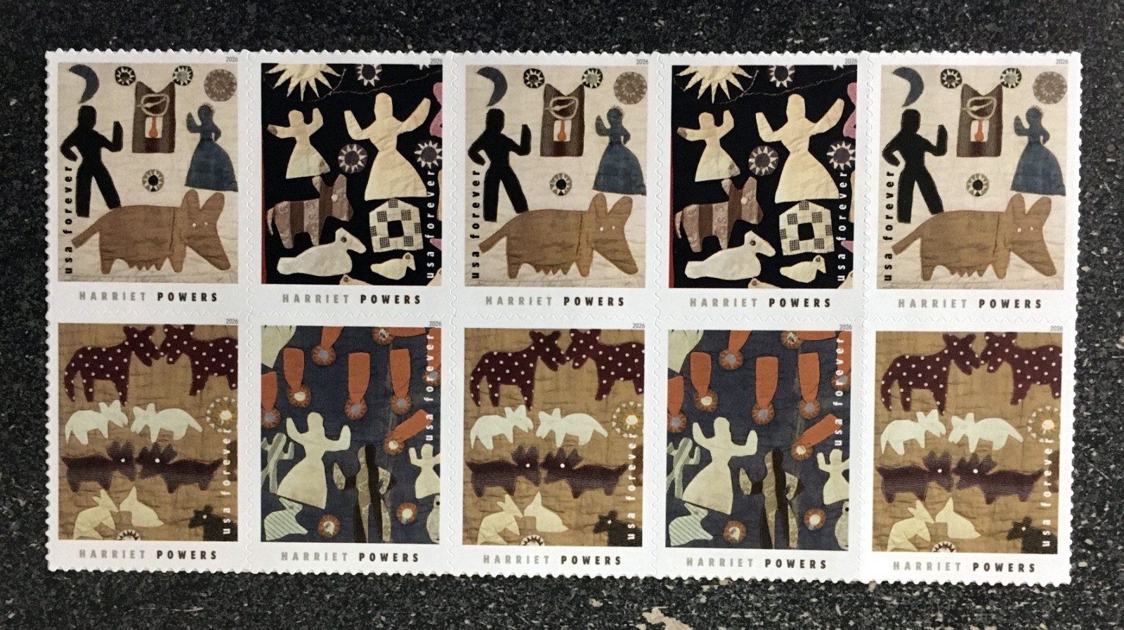2026USA #6058-6061b Forever Harriet Powers Quiltmaker – Block of 10 From Sheet