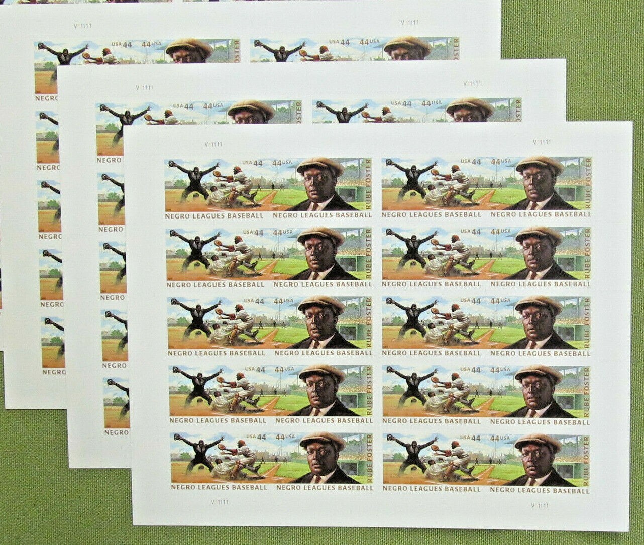 Three Sheets x 20 = 60 of NEGRO LEAGUES BASEBALL 44¢ US Stamps. USA Sc 4465-4466