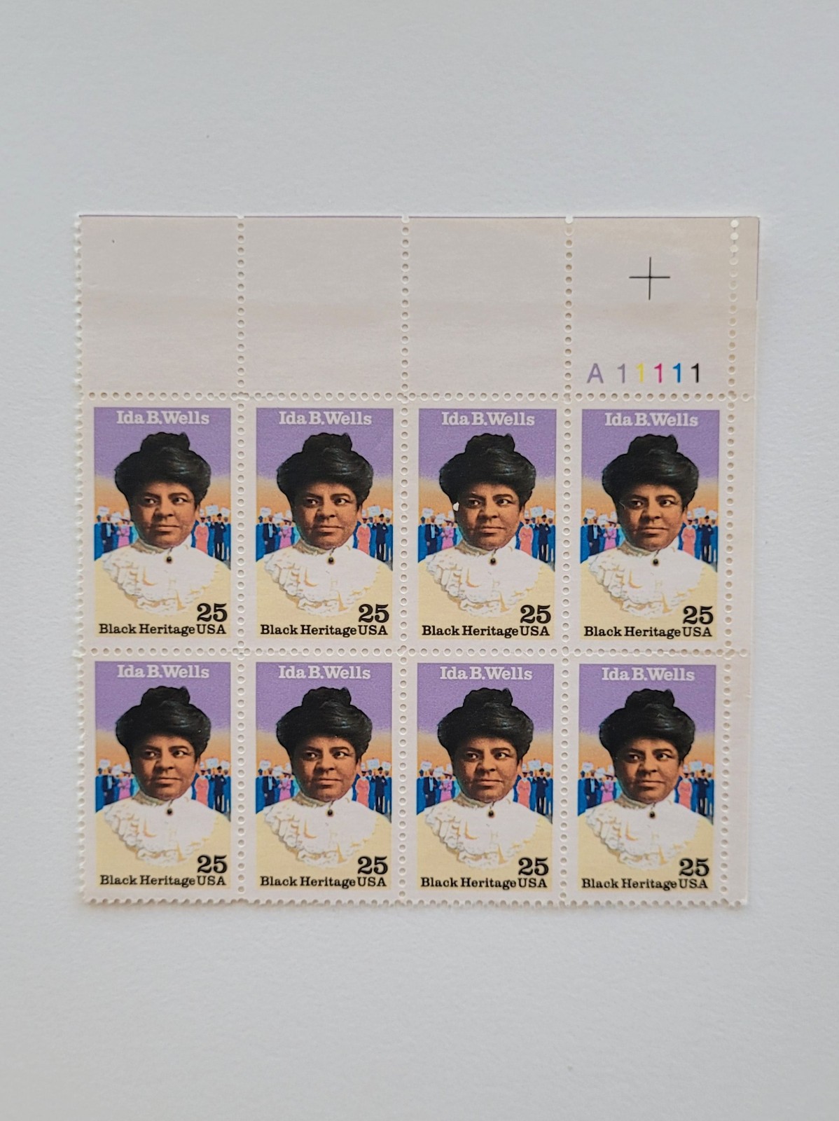 Black Heritage Ida B. Wells US Postal Stamps 25c Block of 8 Scott #2442 MNH