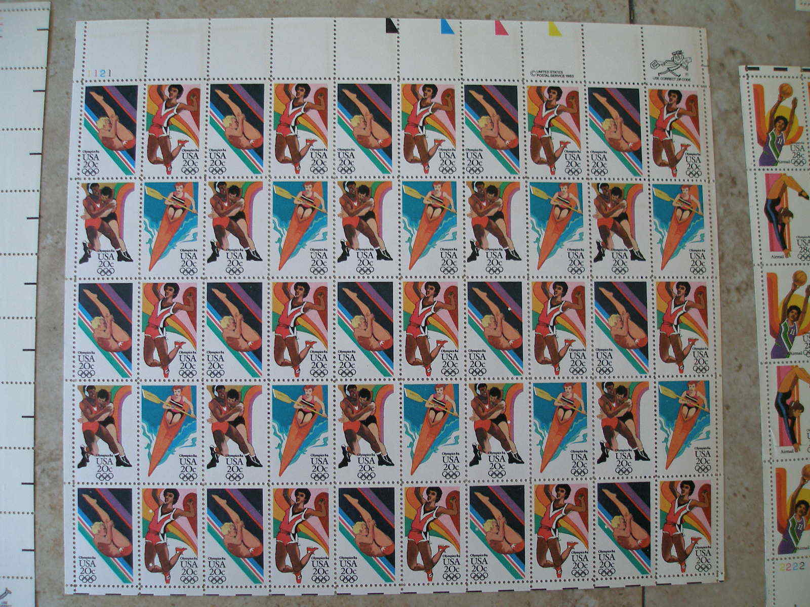 6 FULL SHEETS & 17 FDC # 2048-51 , 2067-70 , 2082-2085 , C101-C112 OLYMPIC GAMES