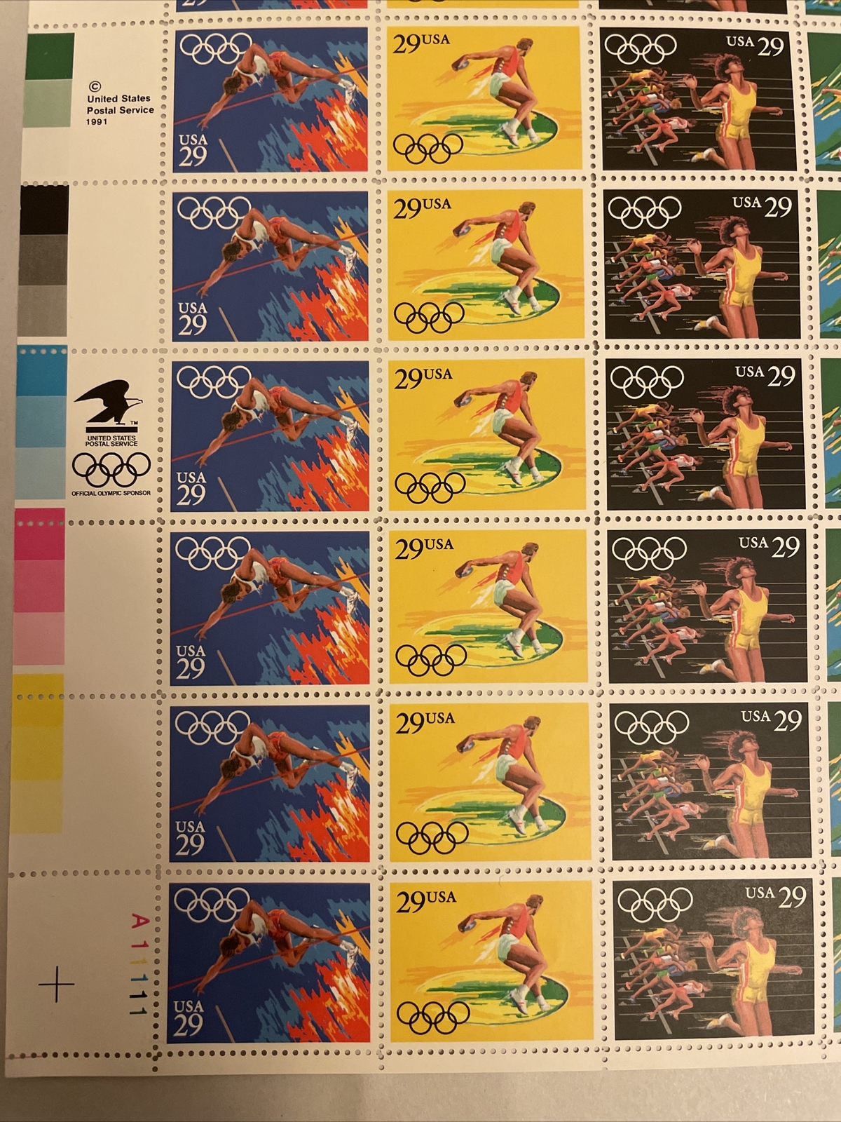 US SCOTT 2553 – 57 PANE OF 40 SUMMER OLYMPIC STAMPS 29 CENT FACE