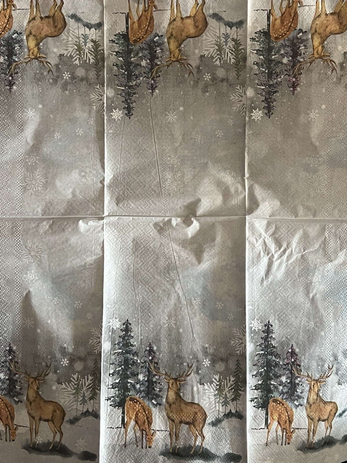 TWO Paper Dinner Decoupage Art Craft Napkins – CHRISTMAS Watercolor Trees/Deer