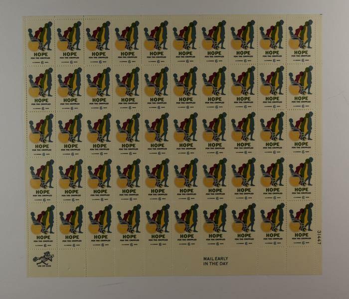 US SCOTT 1385 PANE OF 50 HOPE FOR THE CRIPPLED STAMPS 6 CENT FACE MNH