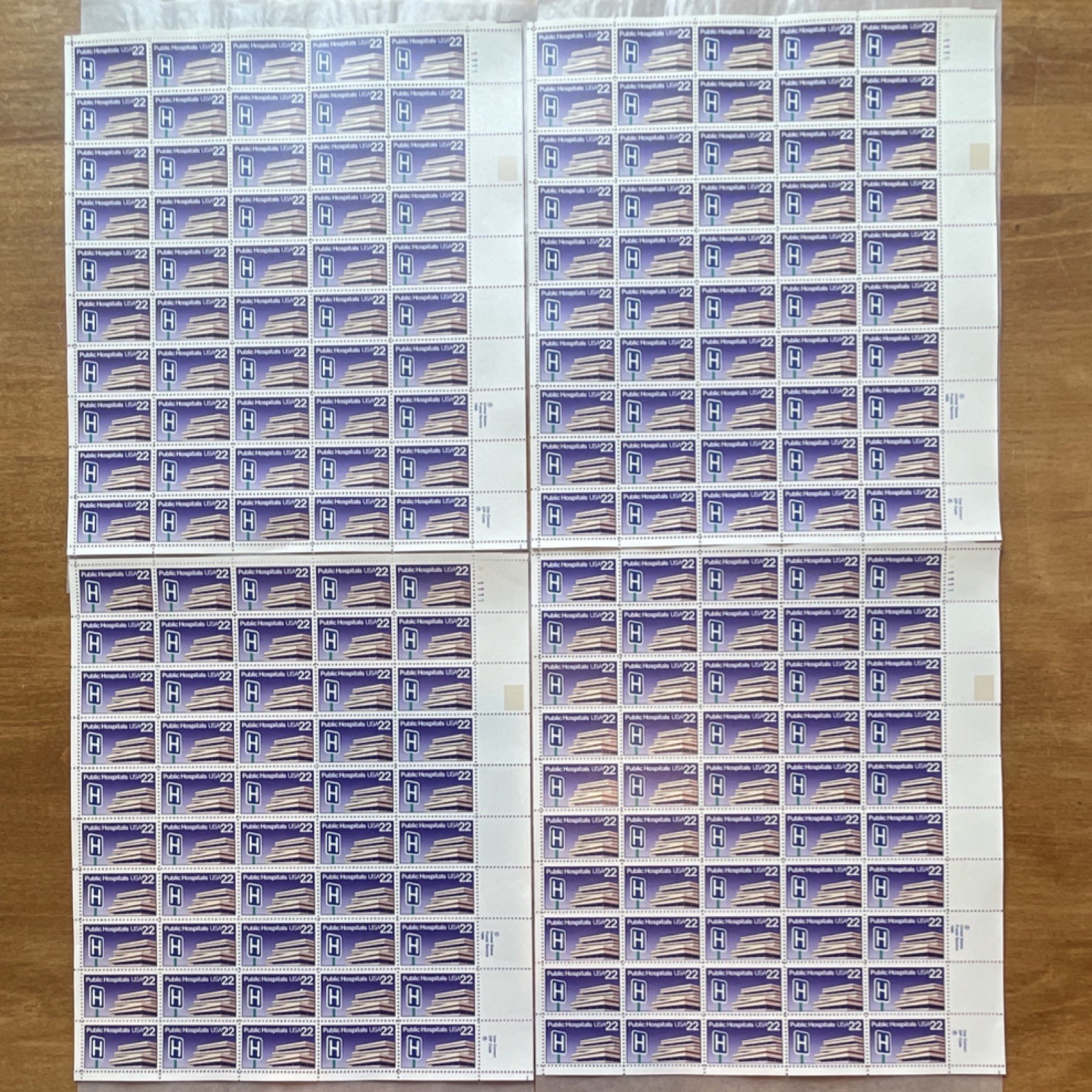 US Public Hospitals USA 22c Postage Stamp Full Sheet MNH Blue /White Scott# 2210