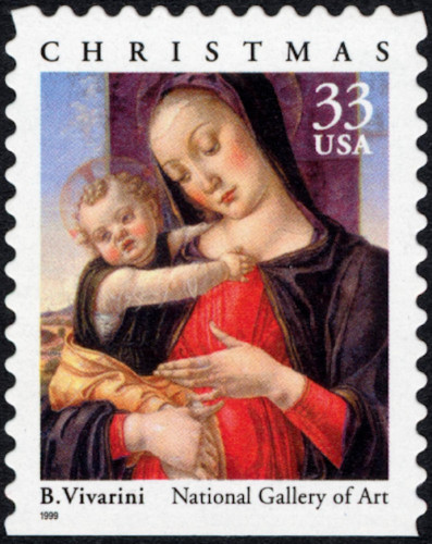 Three x 20 = 60 of MADONNA & CHILD 33¢ US Christmas Stamps by B. Vivarini 3355a