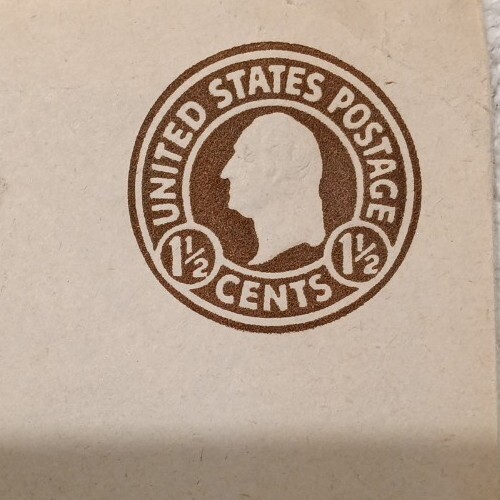 Rare U.S. George Washington 1 1/2 Cent Stamp -Brown Facing LH on envelope