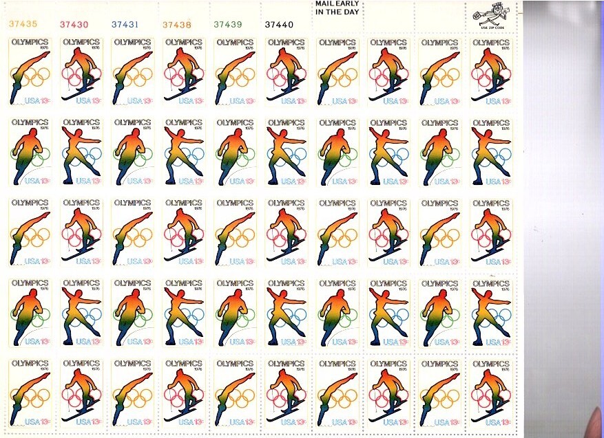 OLYMPICS–Page of 50 Collectible 1976 Stamps–FREE SHIP