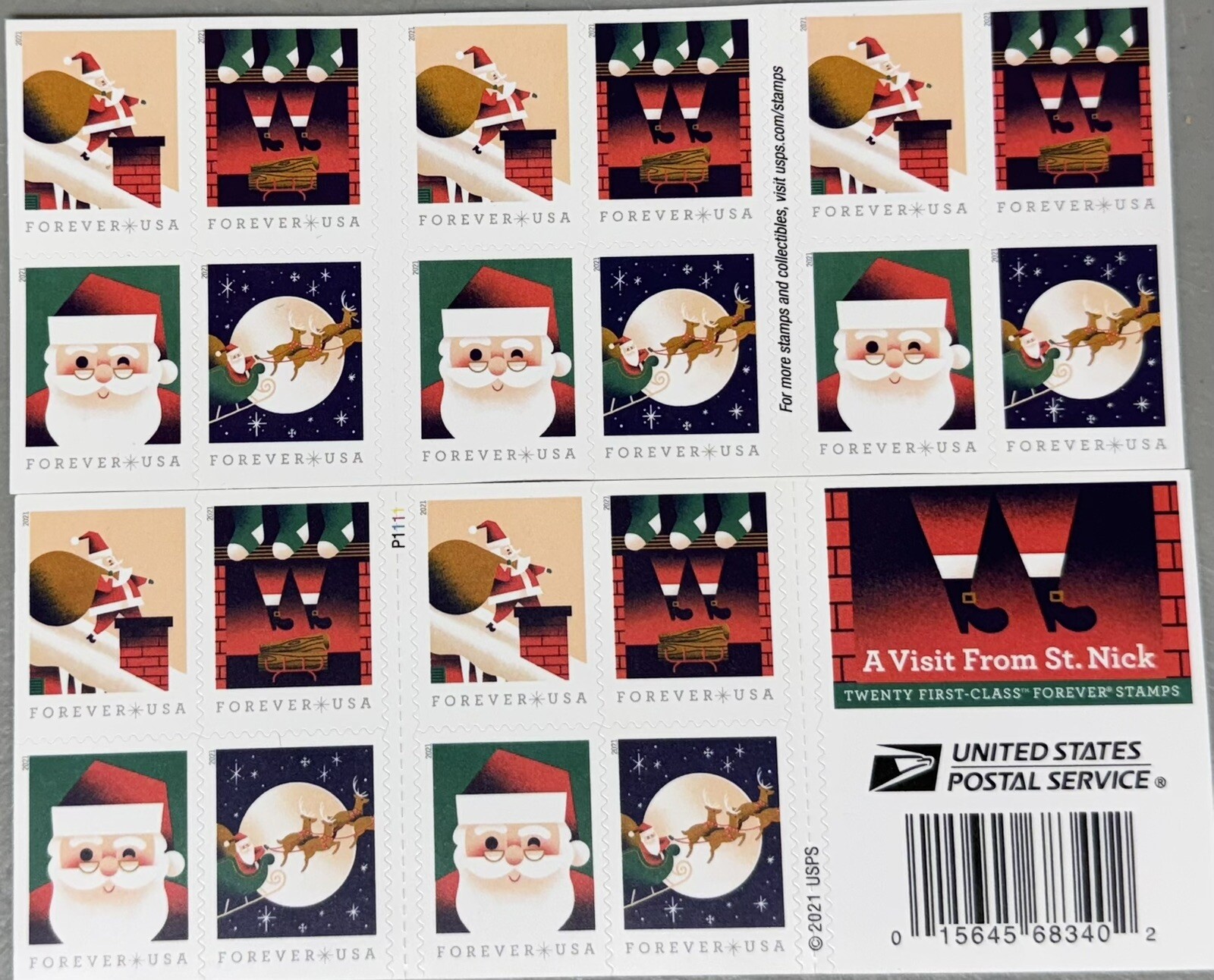 US Postage Stamp #5647 A Visit From St. Nick, Sheet of 20 – Mint Unused 2021