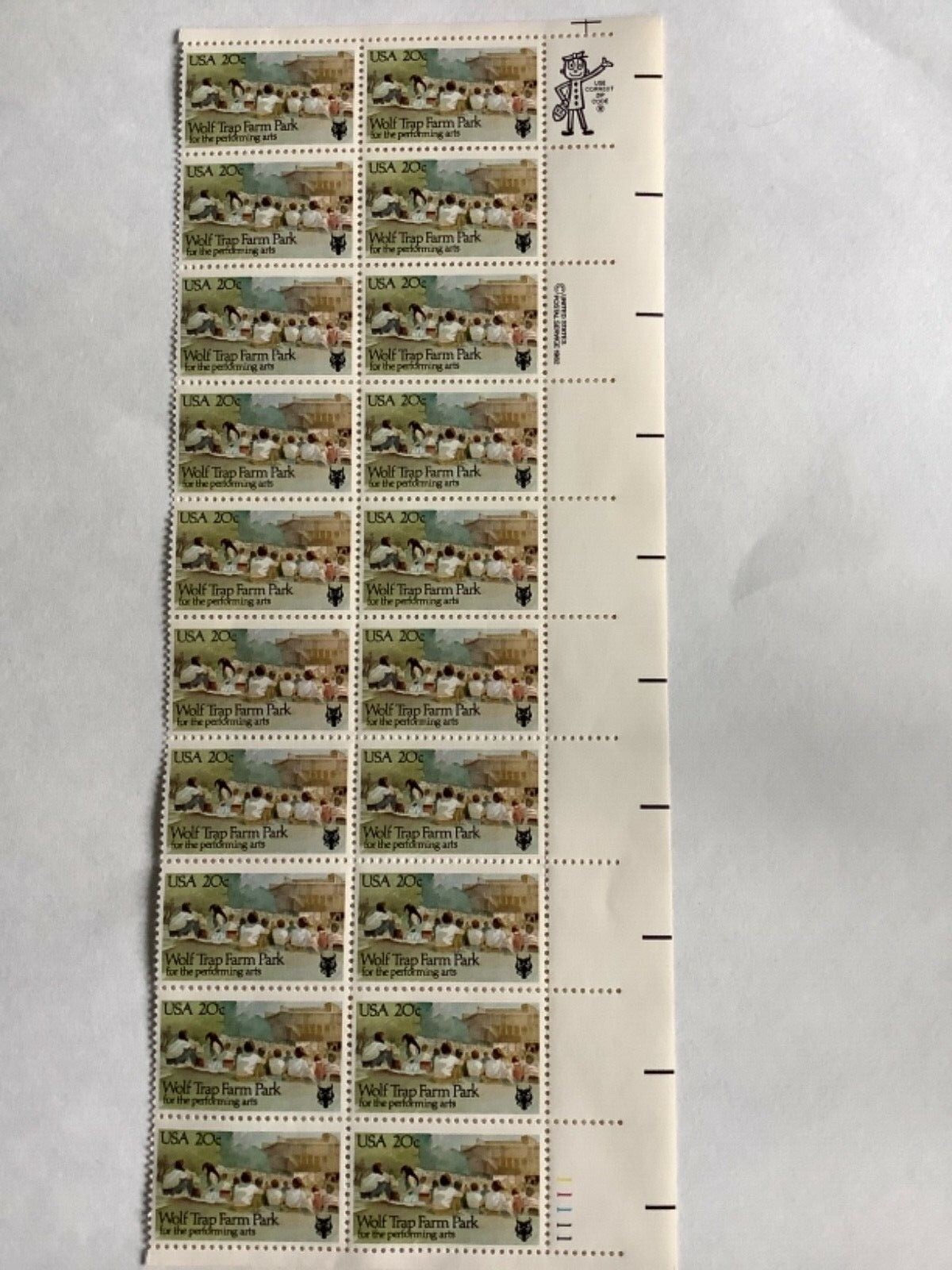 Wolf Trap Farm stamps 20c Scott catalog #2018  very good condition 