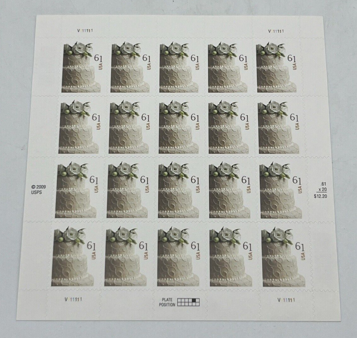 2009 61 Cent Wedding Cake Full Sheet of 20 Scott #4398 Mint NH