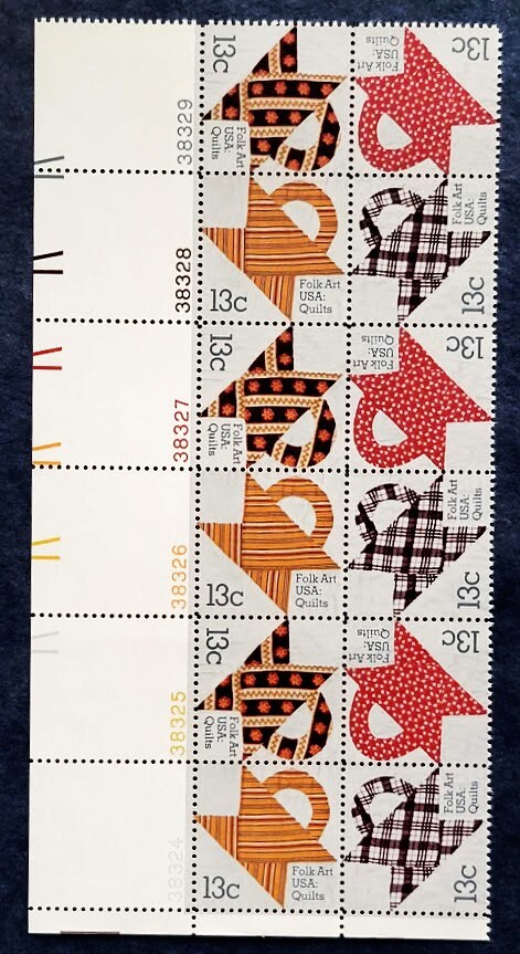 US Stamps 1978 US Sc 1745-1748 Quilting Plate Block of 12 Lower Left mnh og