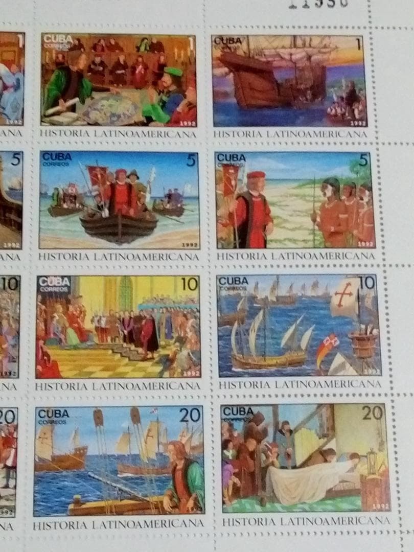 Unused foreign stamps, history of Latin America, 20-stamp sheet, 1 type