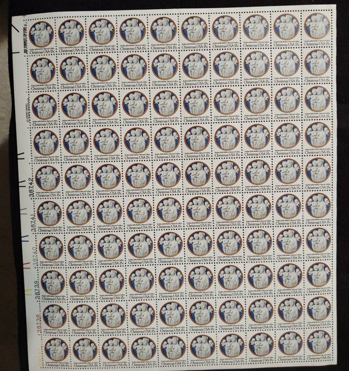 1978 Postage Stamp Mint Full Sheet, Christmas Issue 15 cents, #1768