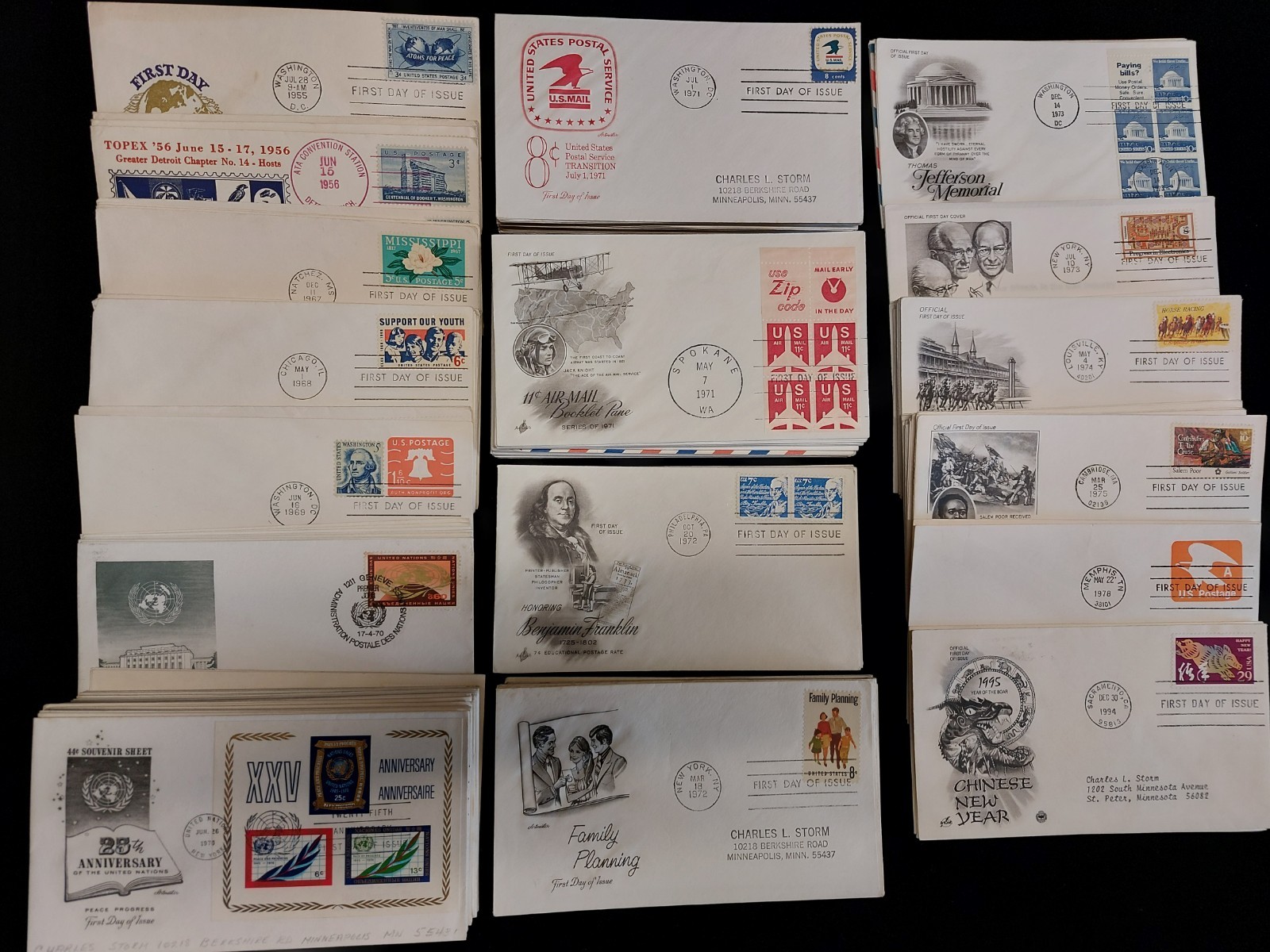 263 First Day Covers 1955-1994
