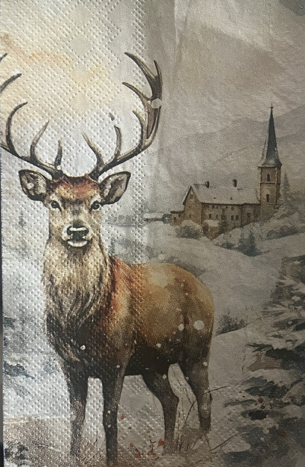 Three Individual dinner Decoupage Napkins Winter Theme Snowman/deer/santa/bird