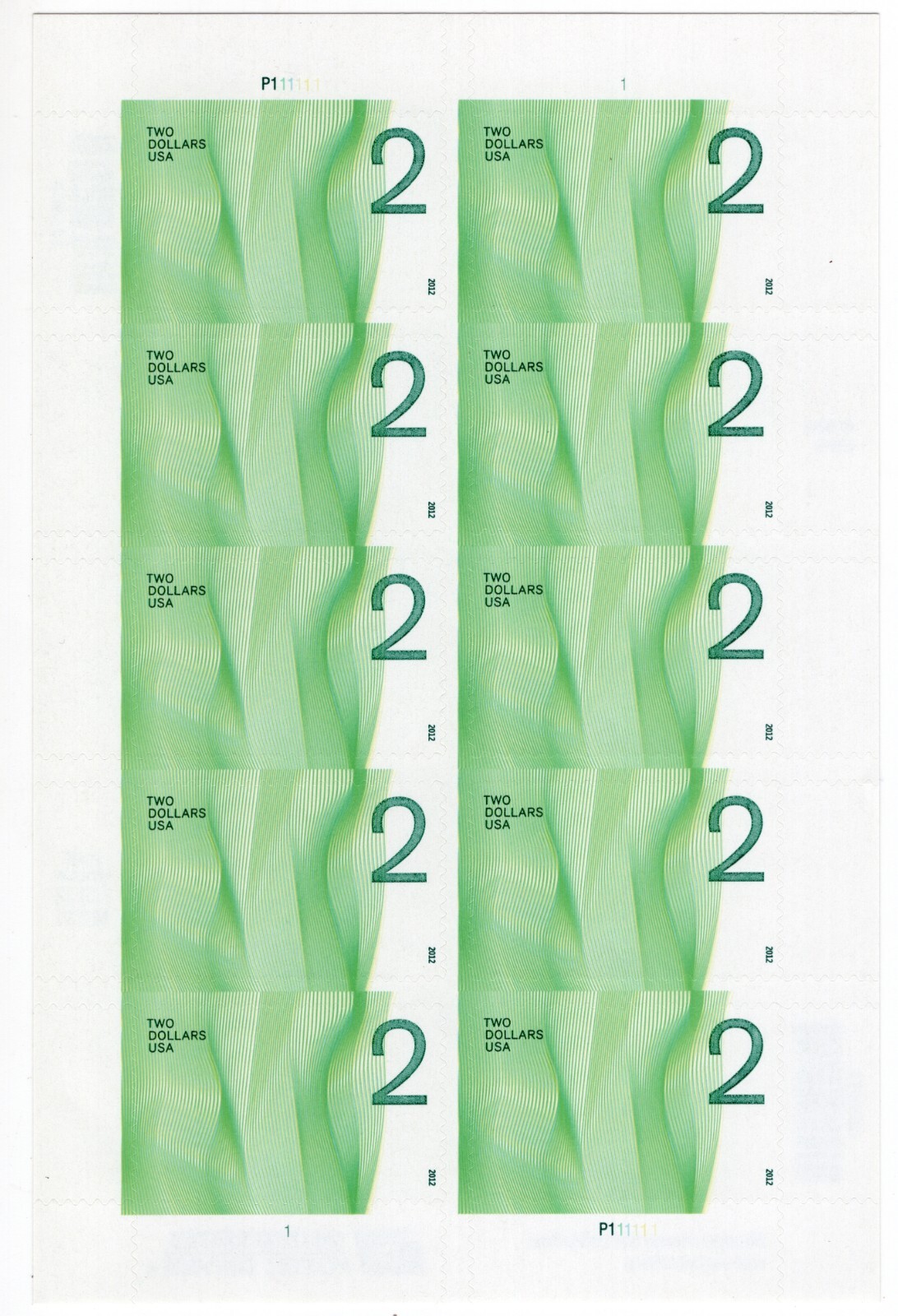 US 2012 SC 4718 $2 Two Dollars Wave Sheet of 10, Scarce MNH