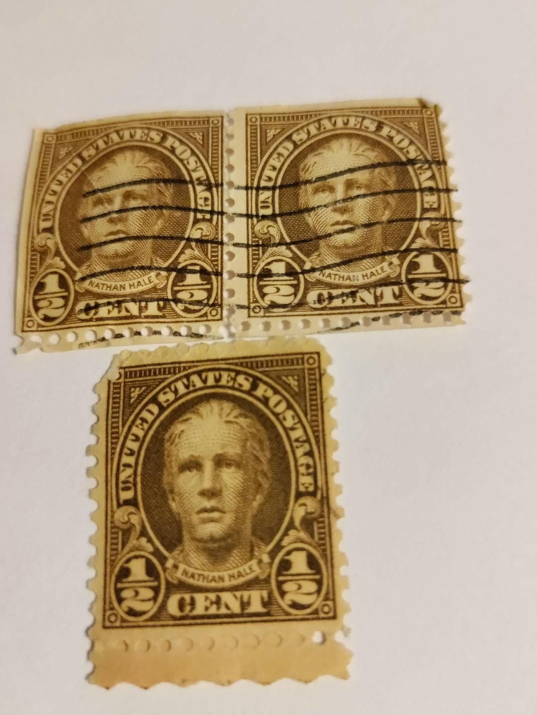 1925 Nathan Hale Historical Figure Rare Vintage Grouping of 3 Beautiful Stamps