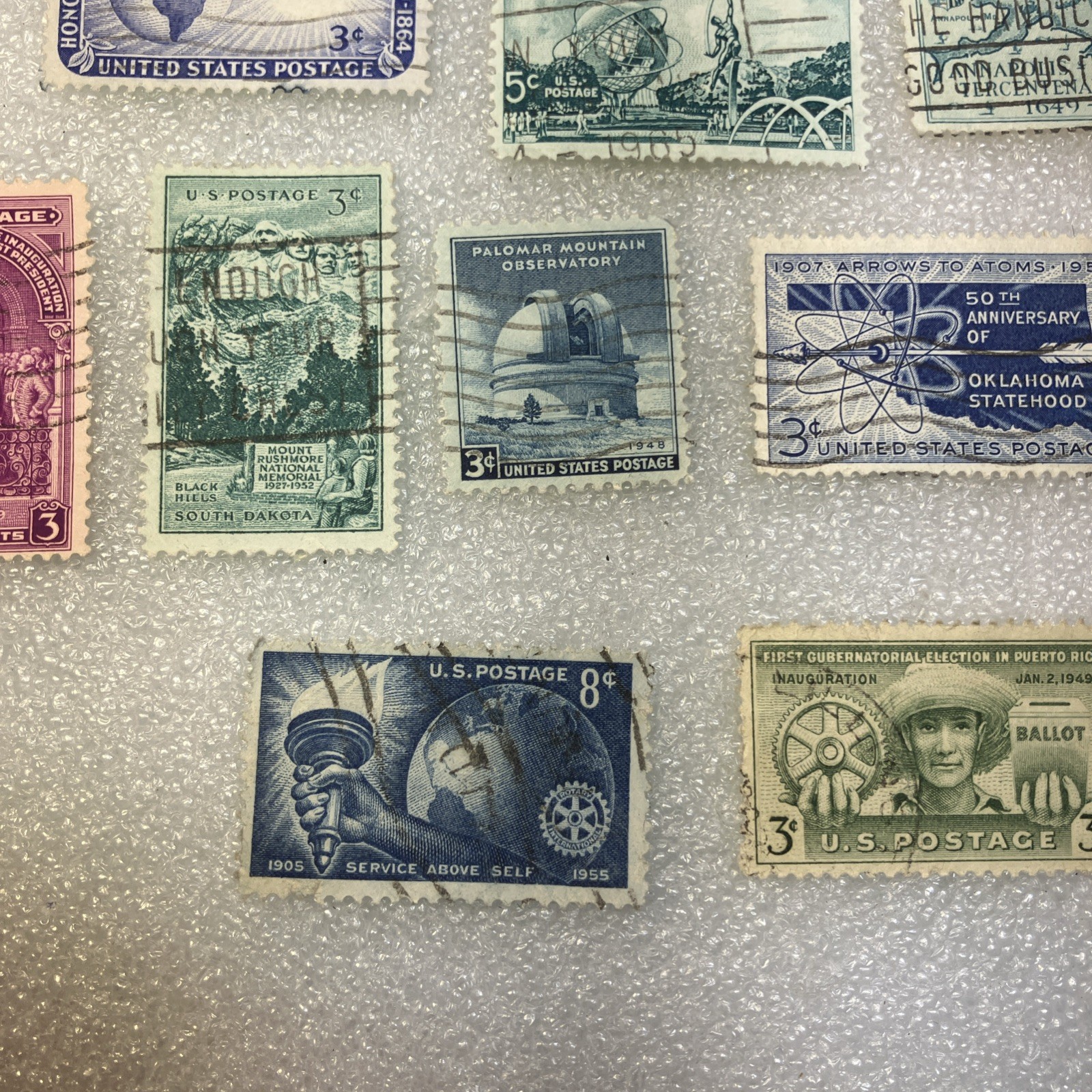 15 USED/Cancelled Commemorative 3c 1941-1955 US Stamps. Varied Lot. $1 Ships.