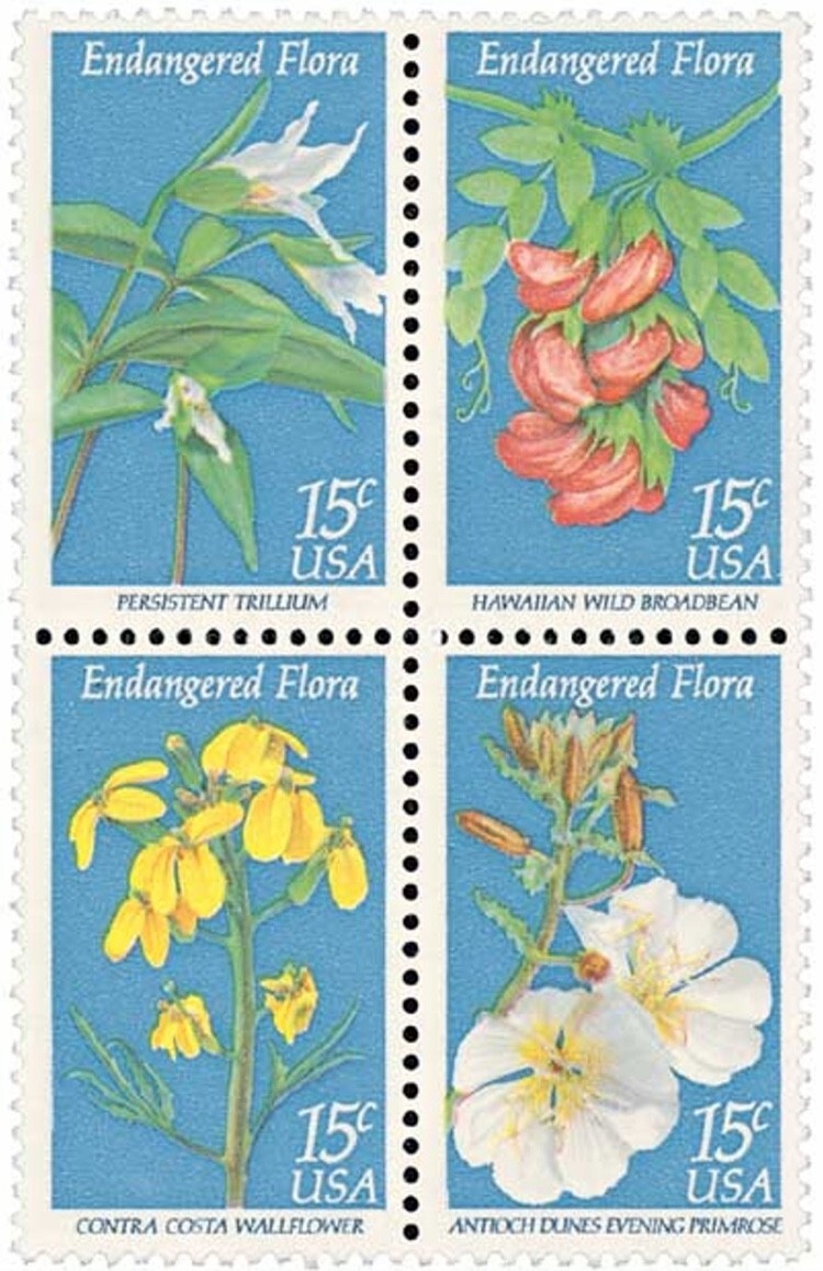 United States 15¢ Endangered Flora Flowers Postage Stamp #1783-86 x 100 singles