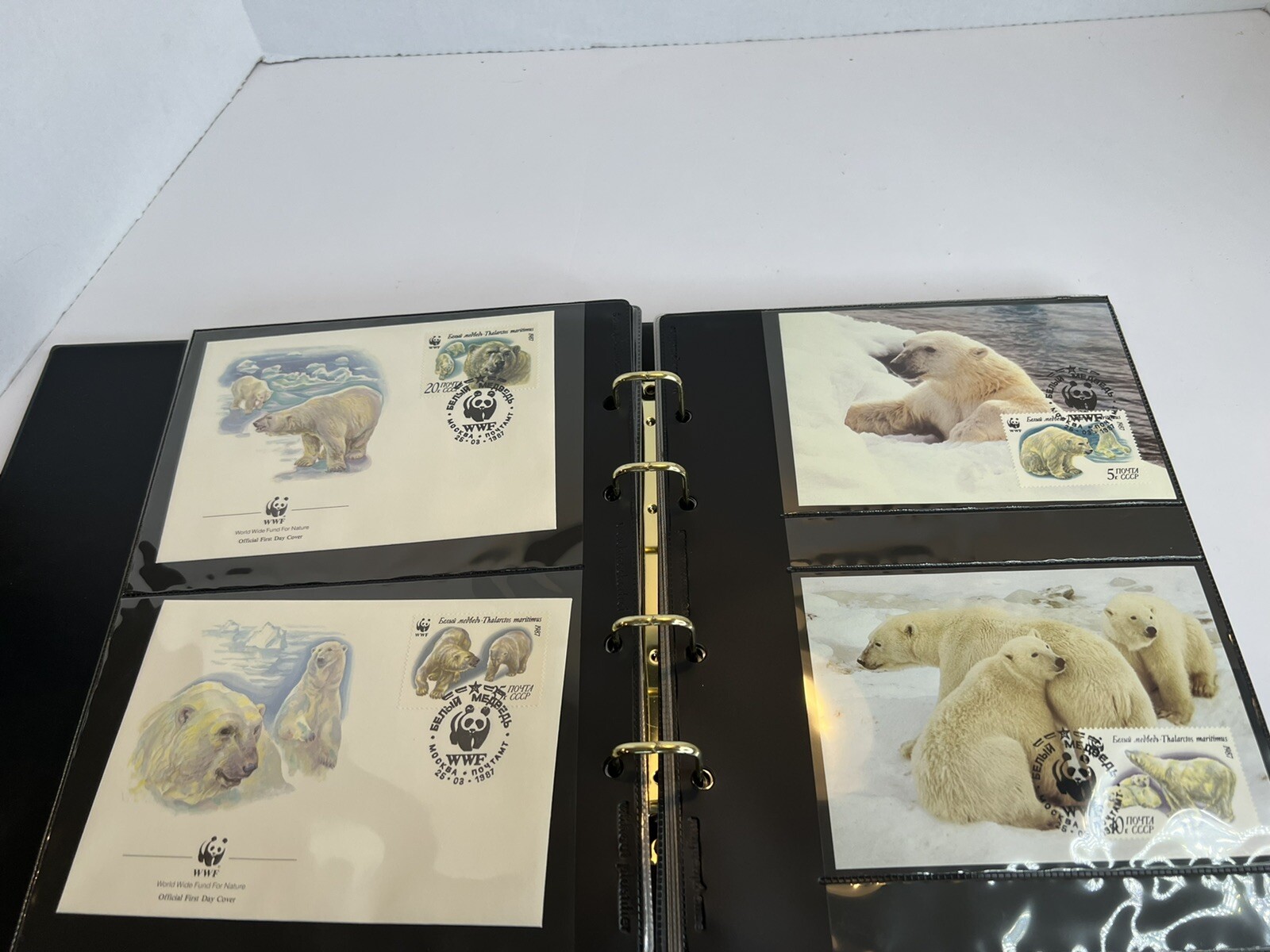 OFFICIAL WORLD WILDLIFE WWF CONSERVATION STAMP postcard COLLECTION 60 Page, 1987