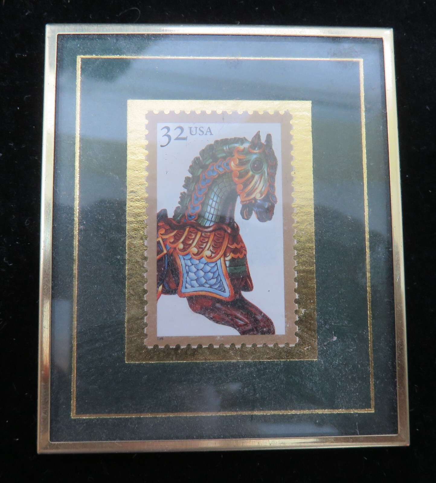 Limited Edition Stamp Carousel Horse 1995 Framed with Glass Number 67 of 10,000