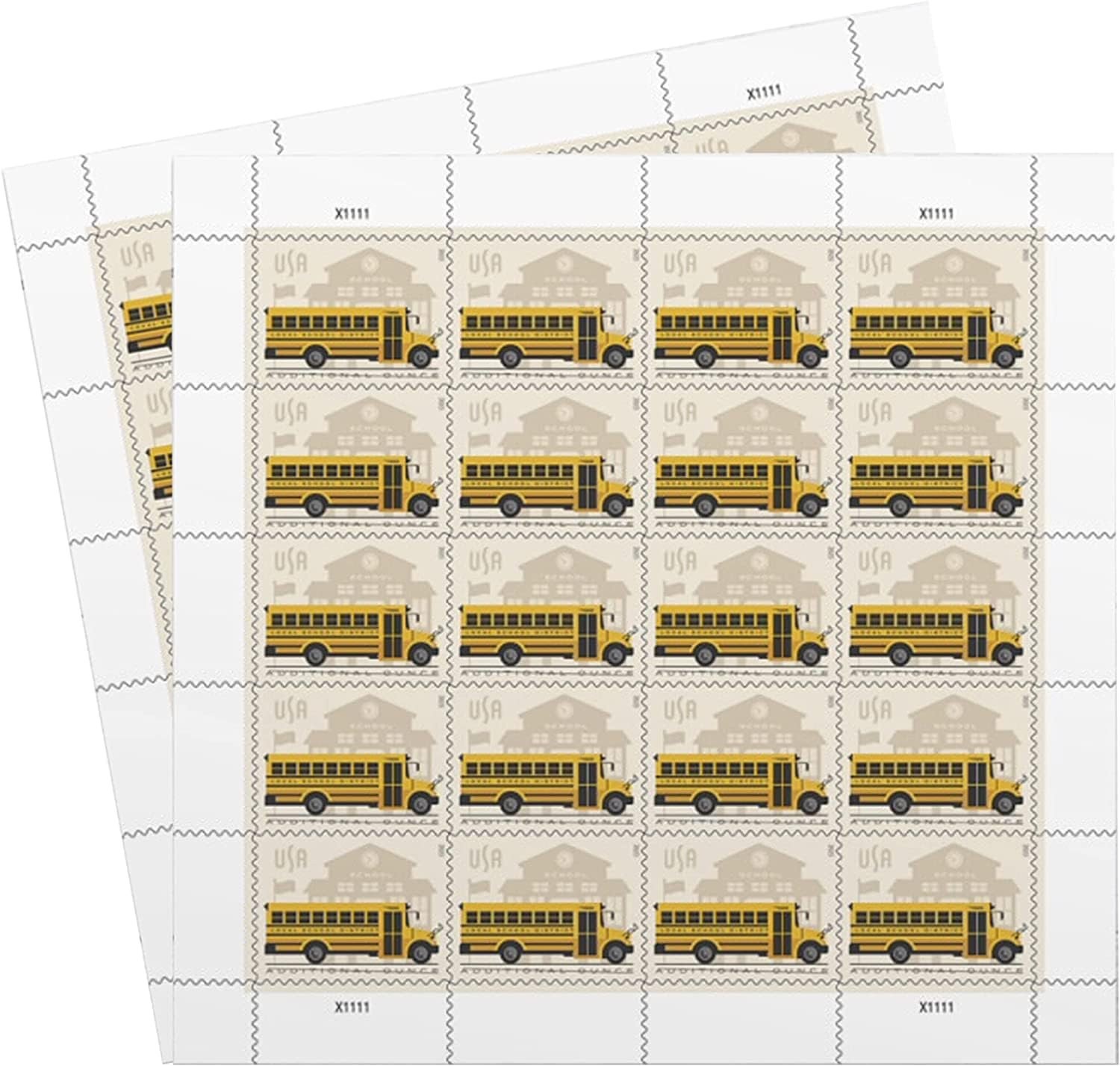 School Bus Additional Ounce Postage Stamps 2 Sheets of 20 Students Children…