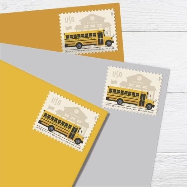 School Bus Additional Ounce Postage Stamps 2 Sheets of 20 Students Children…