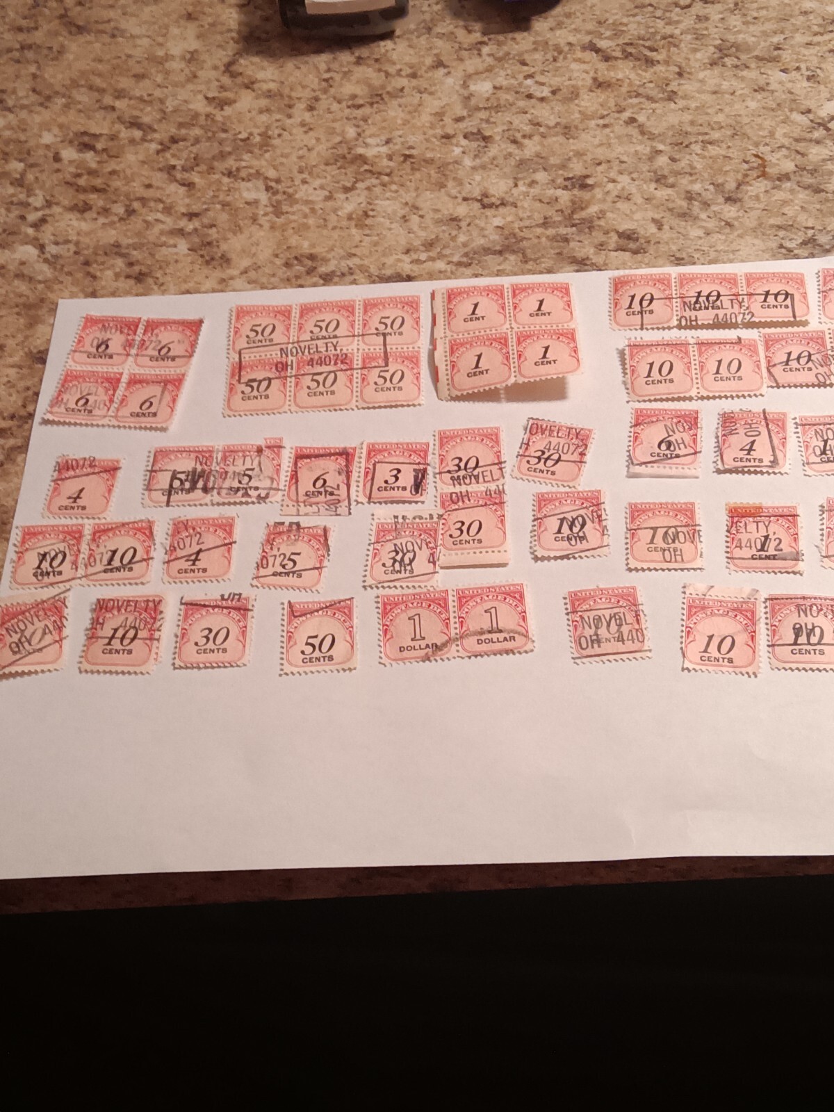 US Postage Due Stamps 1950s.lot of 50 ,used and in excellent condition