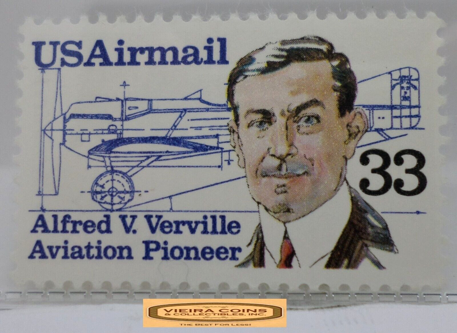 USA Airmail Alfred V. Verville Aviation Pioneer 33 Cents Stamp – #S41418NQ