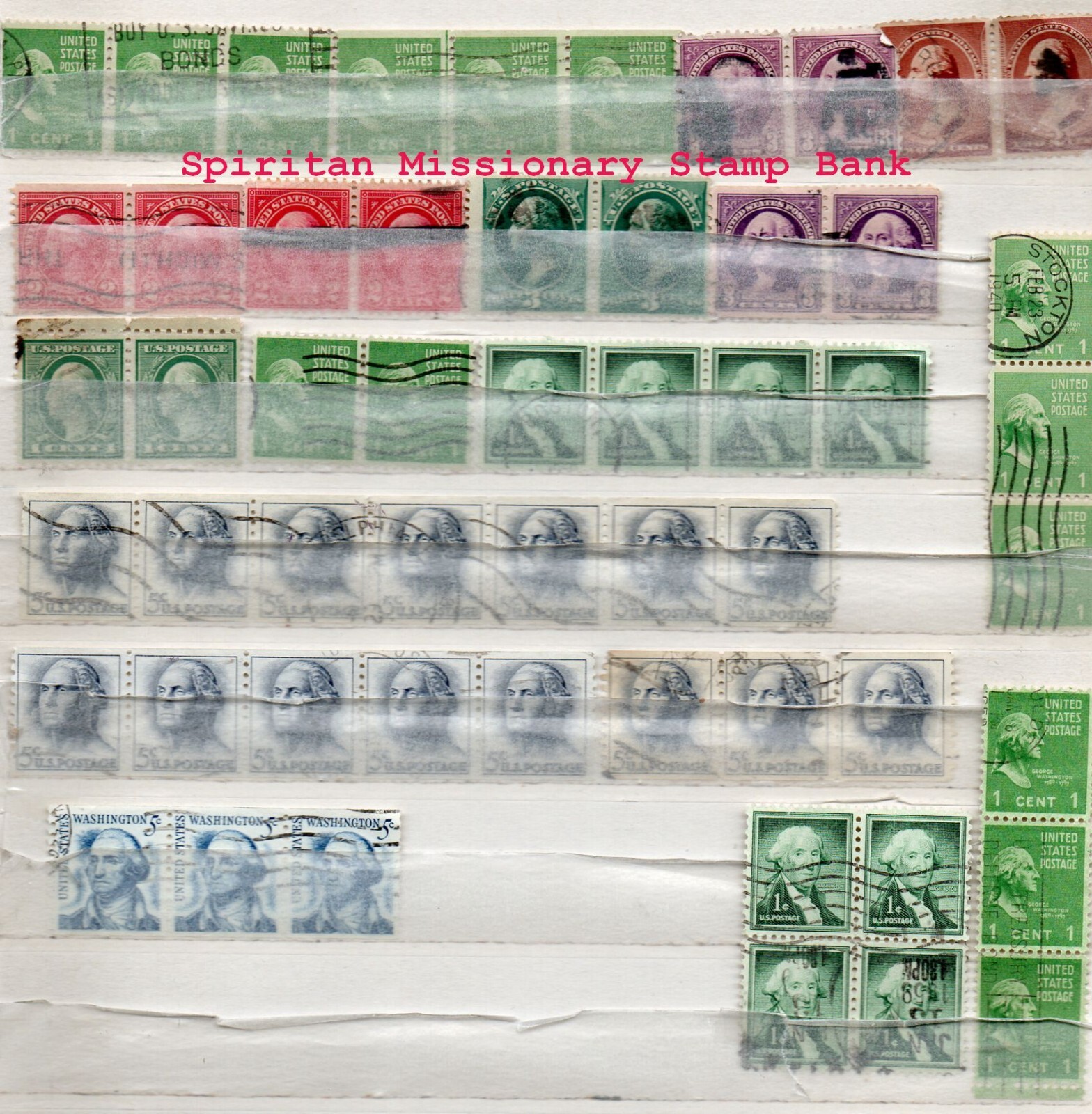 George Washington Stamps: 54 Se Tenant (19 Sets) 1 – 5¢  Postage (11-549)