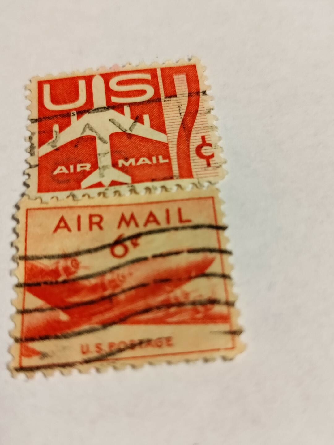 1947 Twin Powered Air Mail Flight 6 cent Red Stamp and 7 cent Red US Air Mail