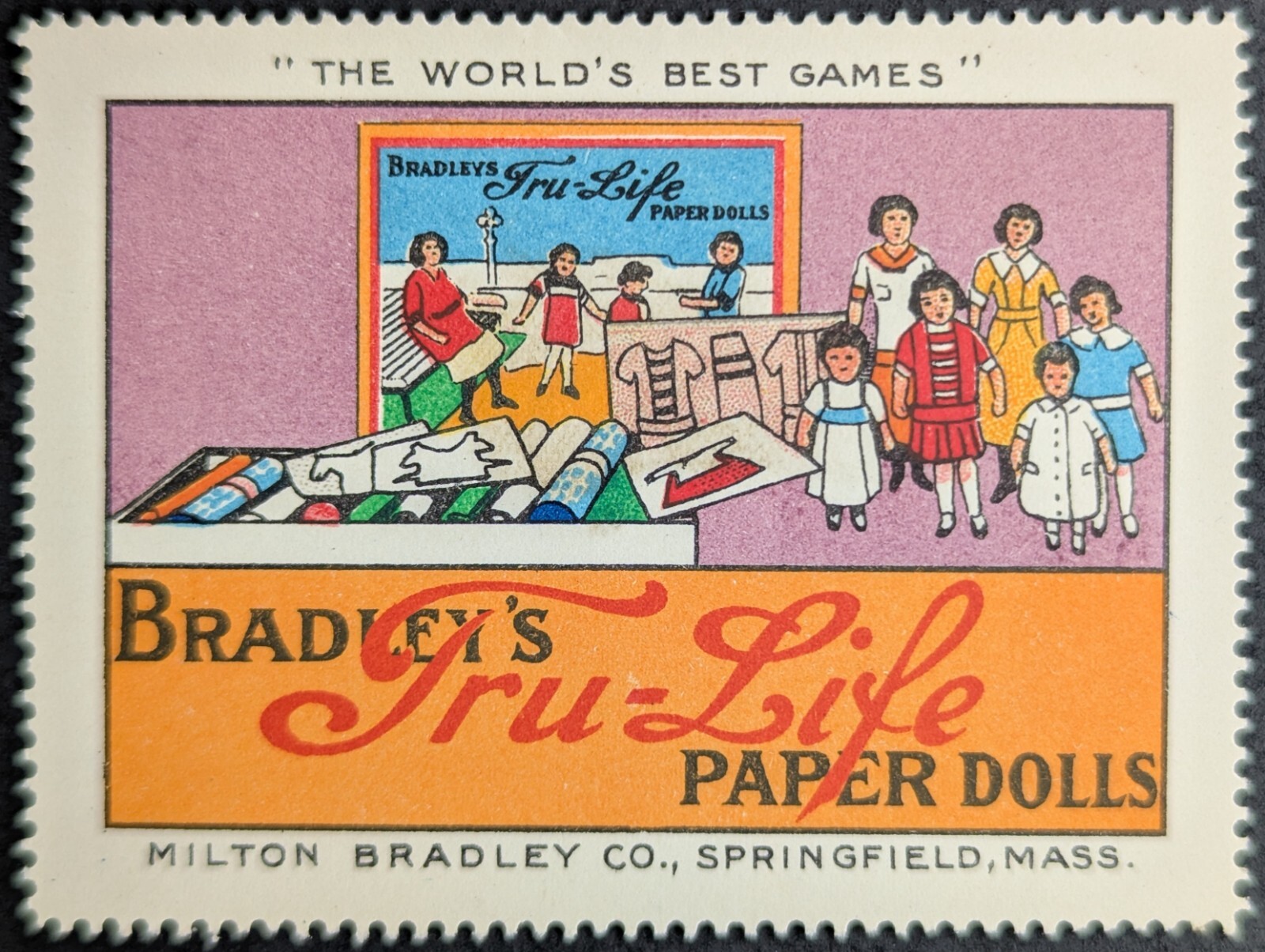 Vintage True-Life Paper Dolls Milton Bradley Games Springfield MA Poster Stamp