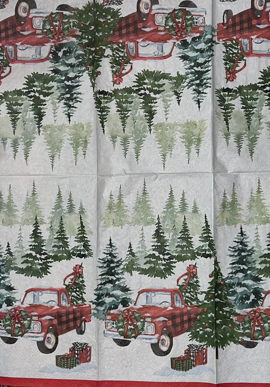 TWO Individual Christmas Red Truck/trees/ Dinner Decoupage Art /craft Napkins