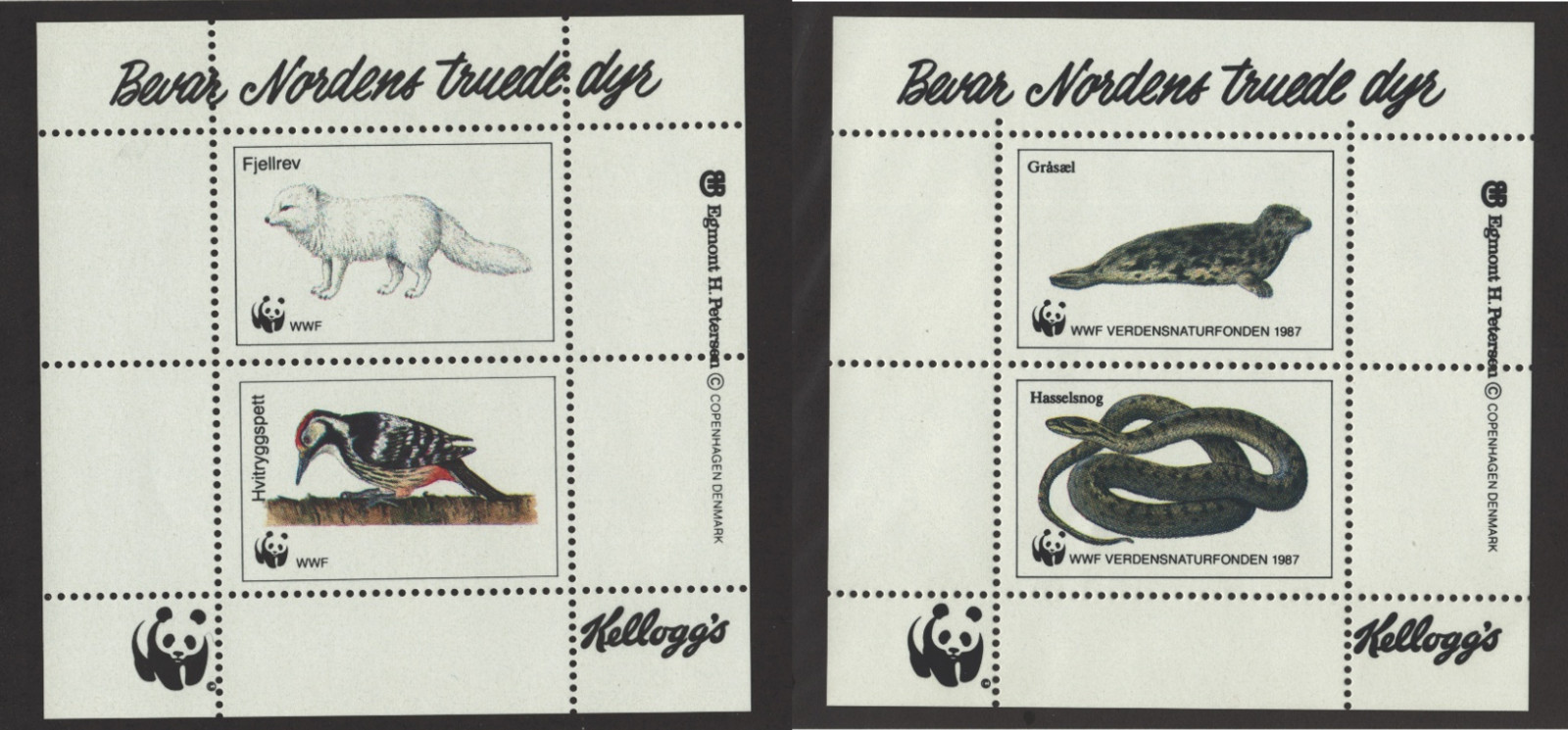 Denmark Cinderella Sheets WWF Kelloggs 1987 Conserve Nordic Endangered Animals