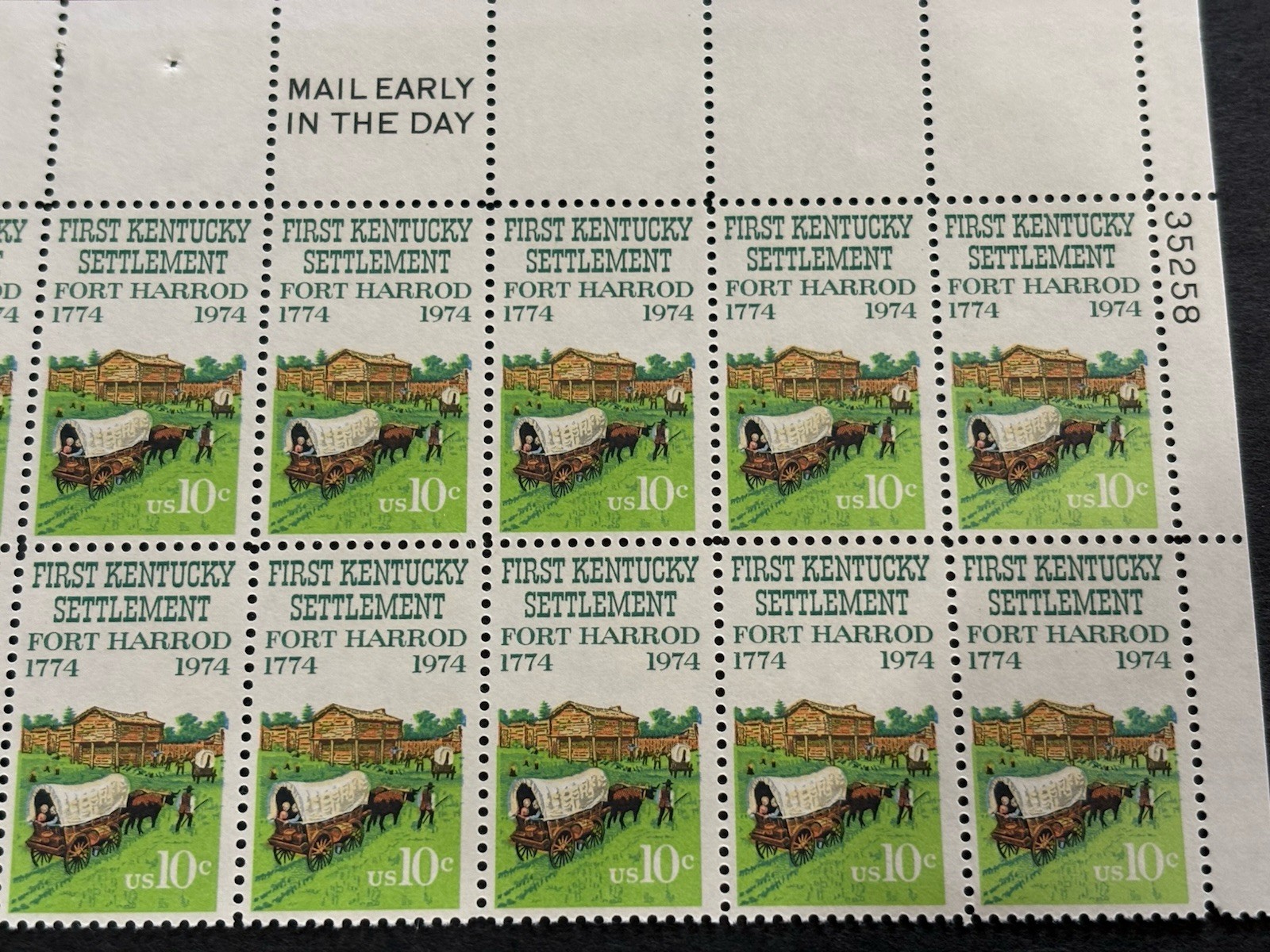 1974 US Scott #1542, 10c First Kentucky Settlement Stamps, MNH Block of 20