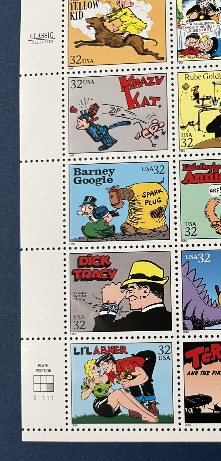 1996 USPS Stamps Scott #3000a-t Comic Strip Classics Full Sheet of 20 @ $.32