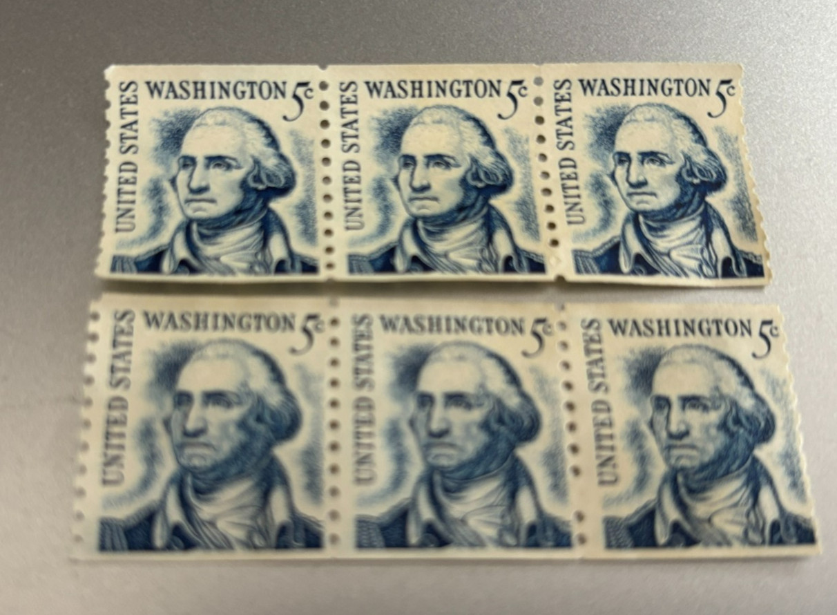 6 George Washington postage 5 Cents stamps VG+++ us#3004