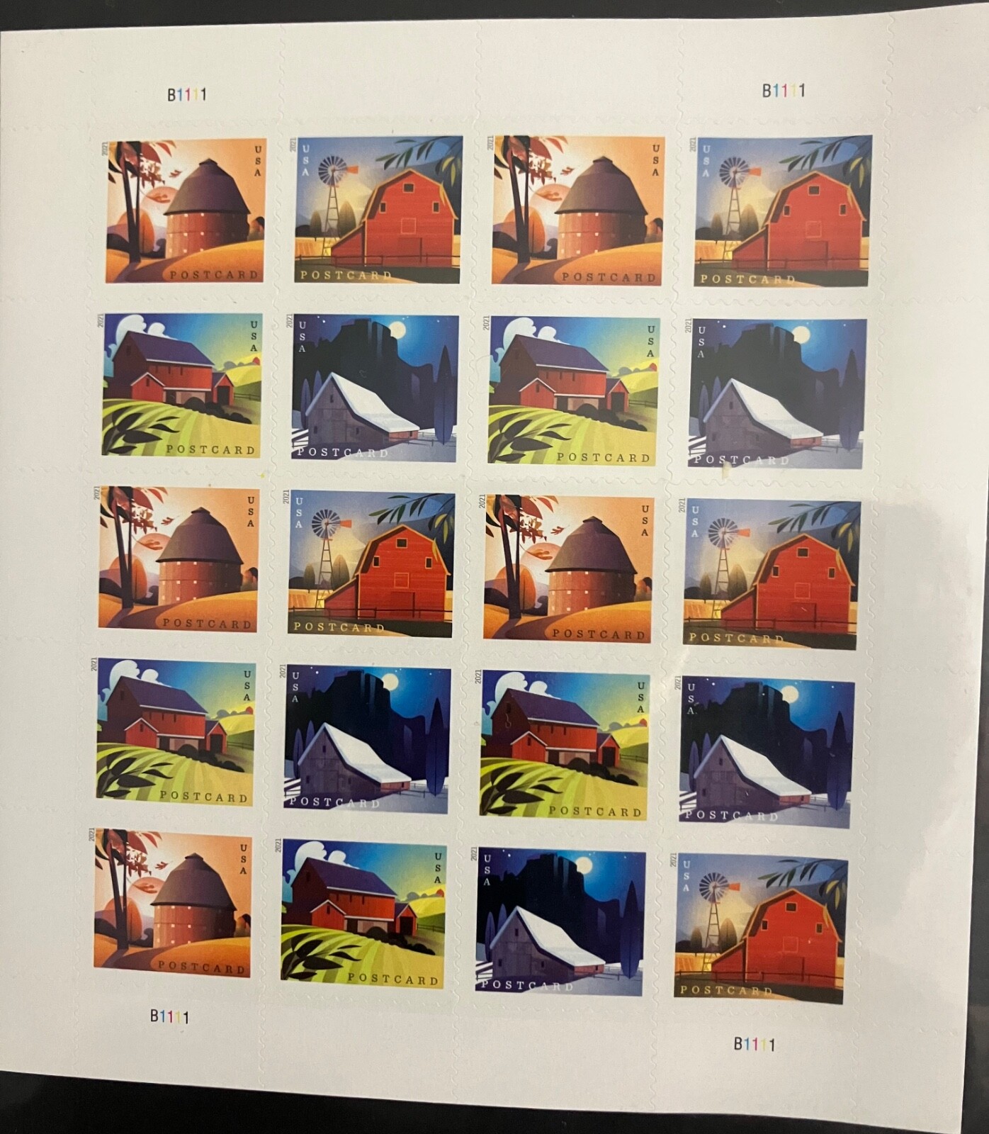 2021 BARNS 20 count USA Forever stamps-NEVER USED