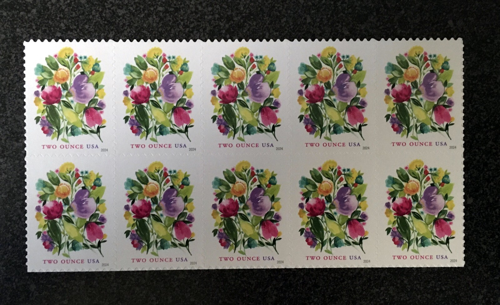 2024USA 2oz Rate Wedding Blooms – Block of 10 mint postage flowers bouquet