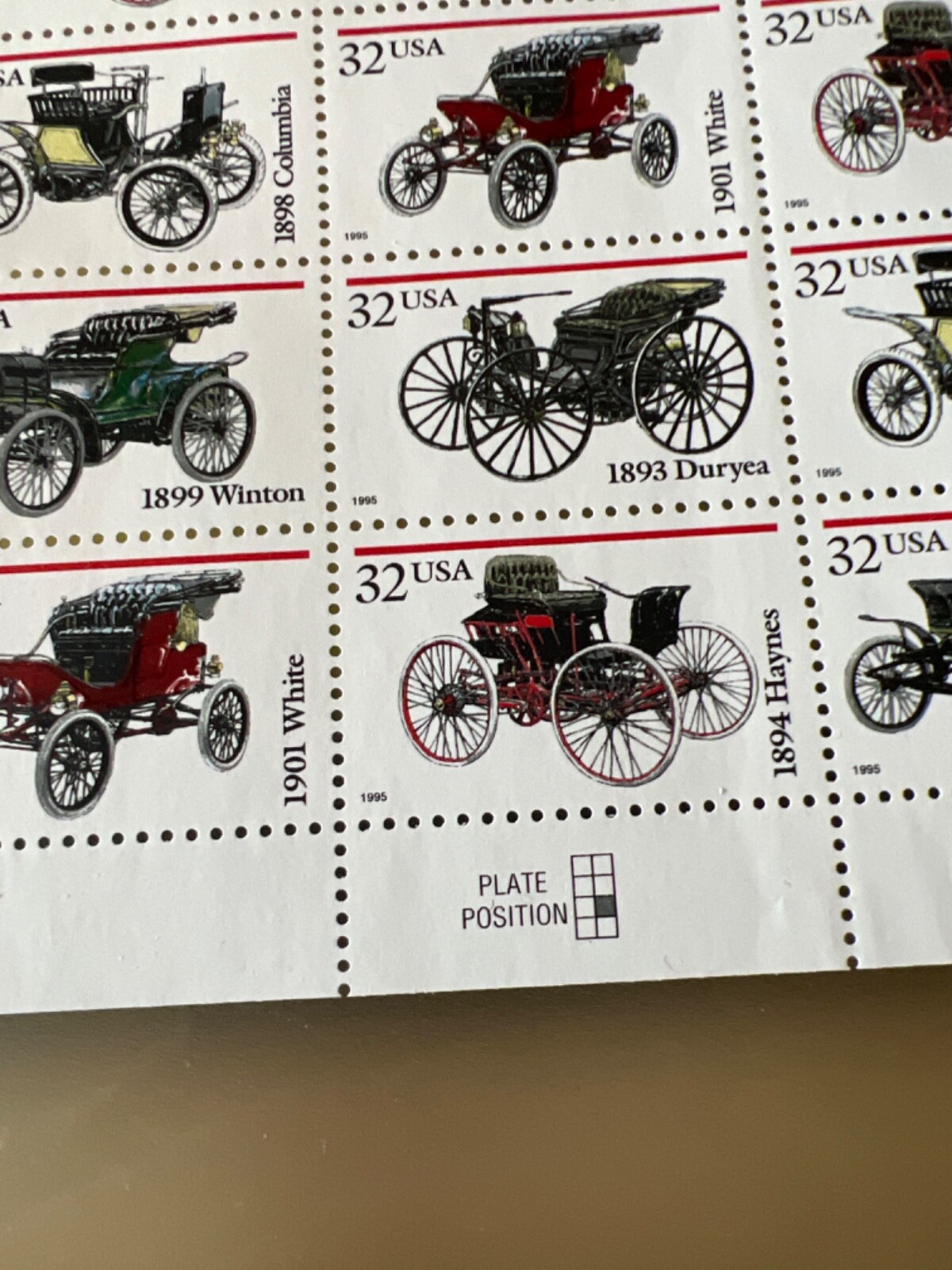 See Photos. Sheet 25 ANTIQUE AUTOS 32¢ US Postage Stamps. # 3019-3023