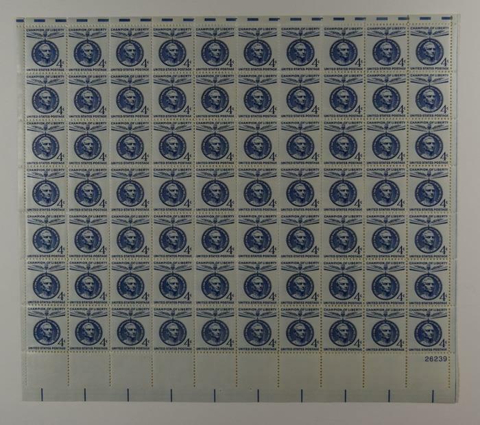 US SCOTT 1125 SHEET OF 70 JOSE DE SAN MARTIN STAMPS 4 CENT FACE MNH