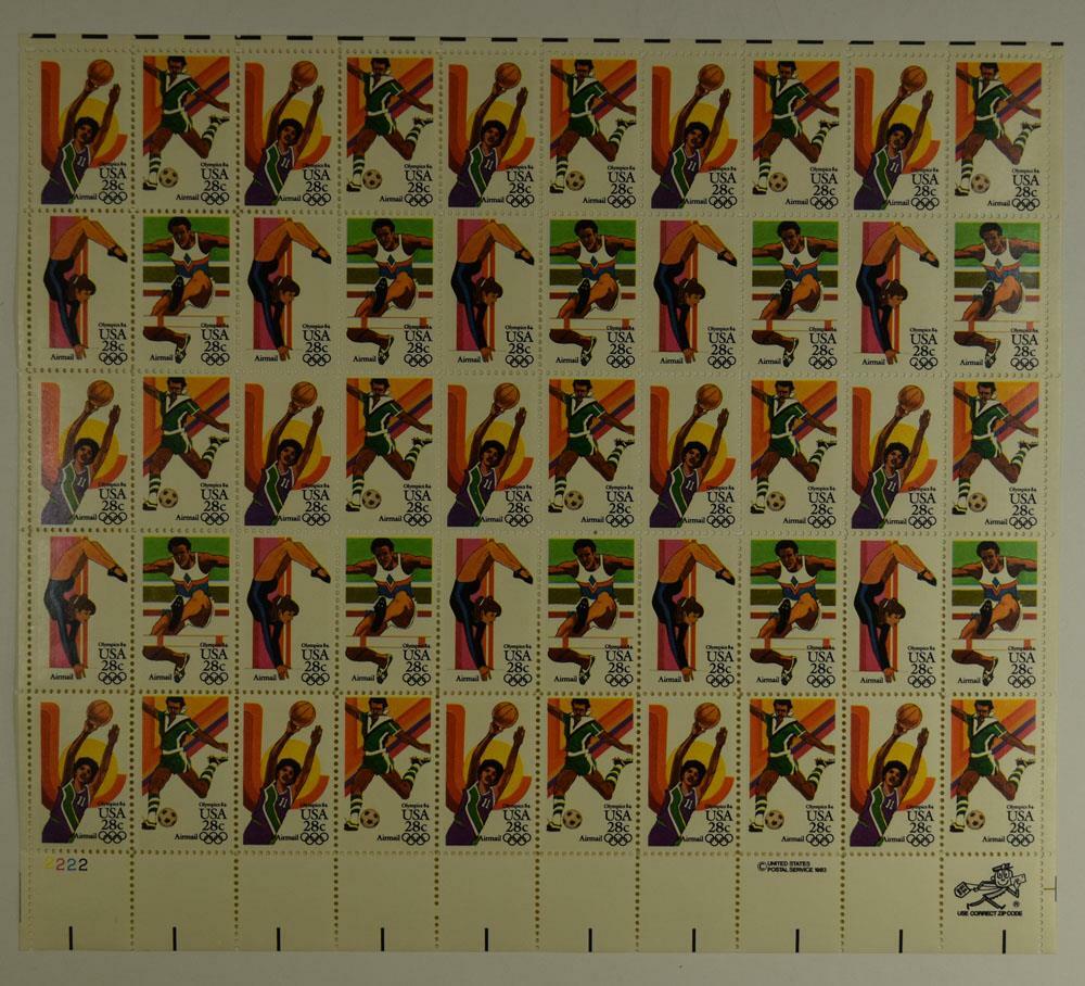 US SCOTT C101 – 104 PANE OF 50 AIRMAIL STAMPS 28 CENT FACE MNH