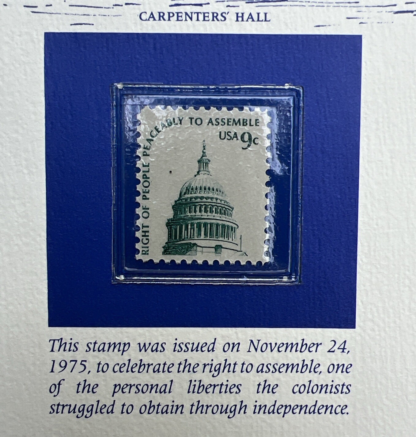 USA Stamp Series Panel First Continental Congress Postal Commemorative Society 6
