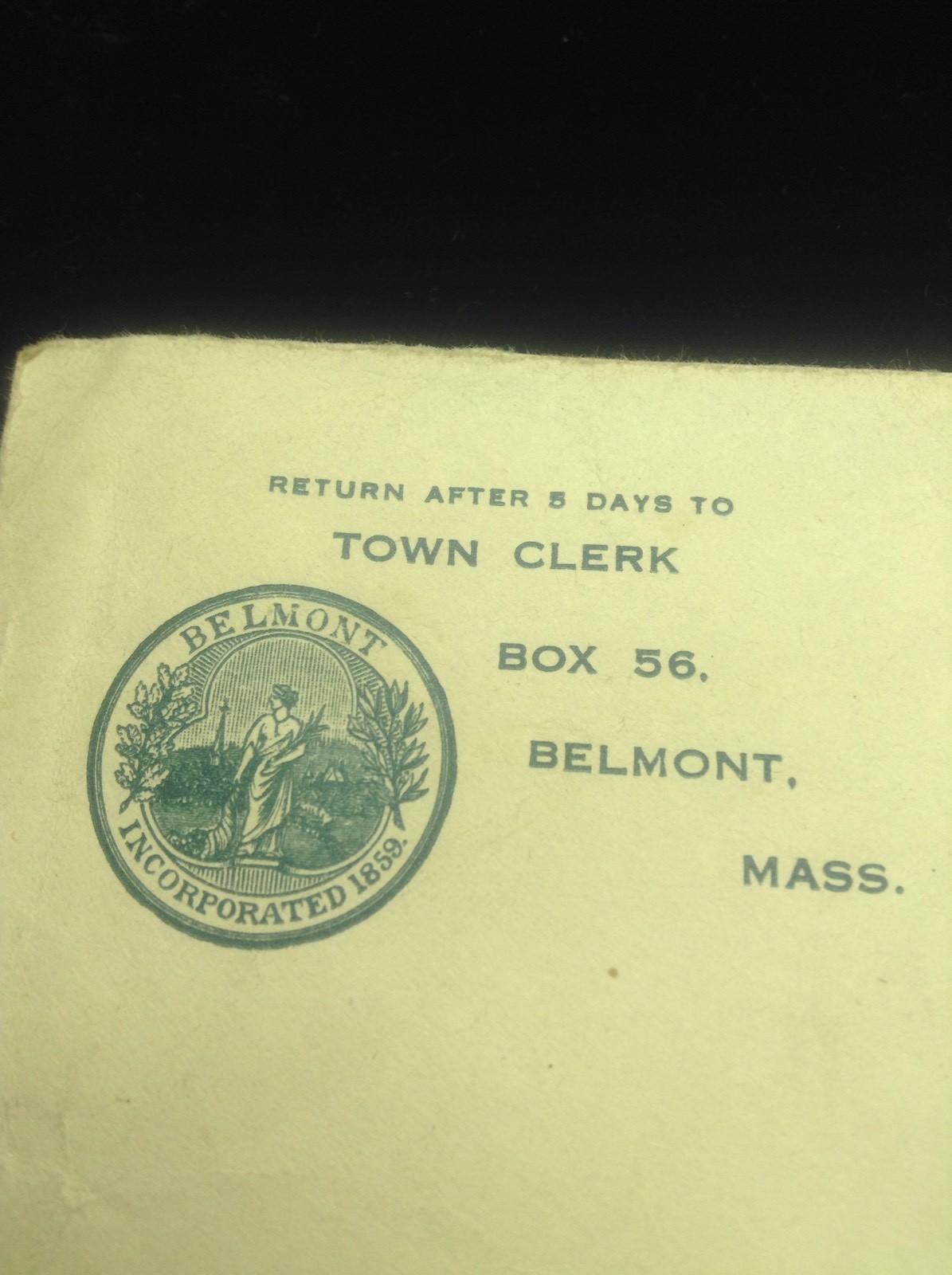 VINTAGE STAMPED ENVELOPE SPECIAL DELIVERY 1932 BELMONT MINOT MASSACHUSETTS