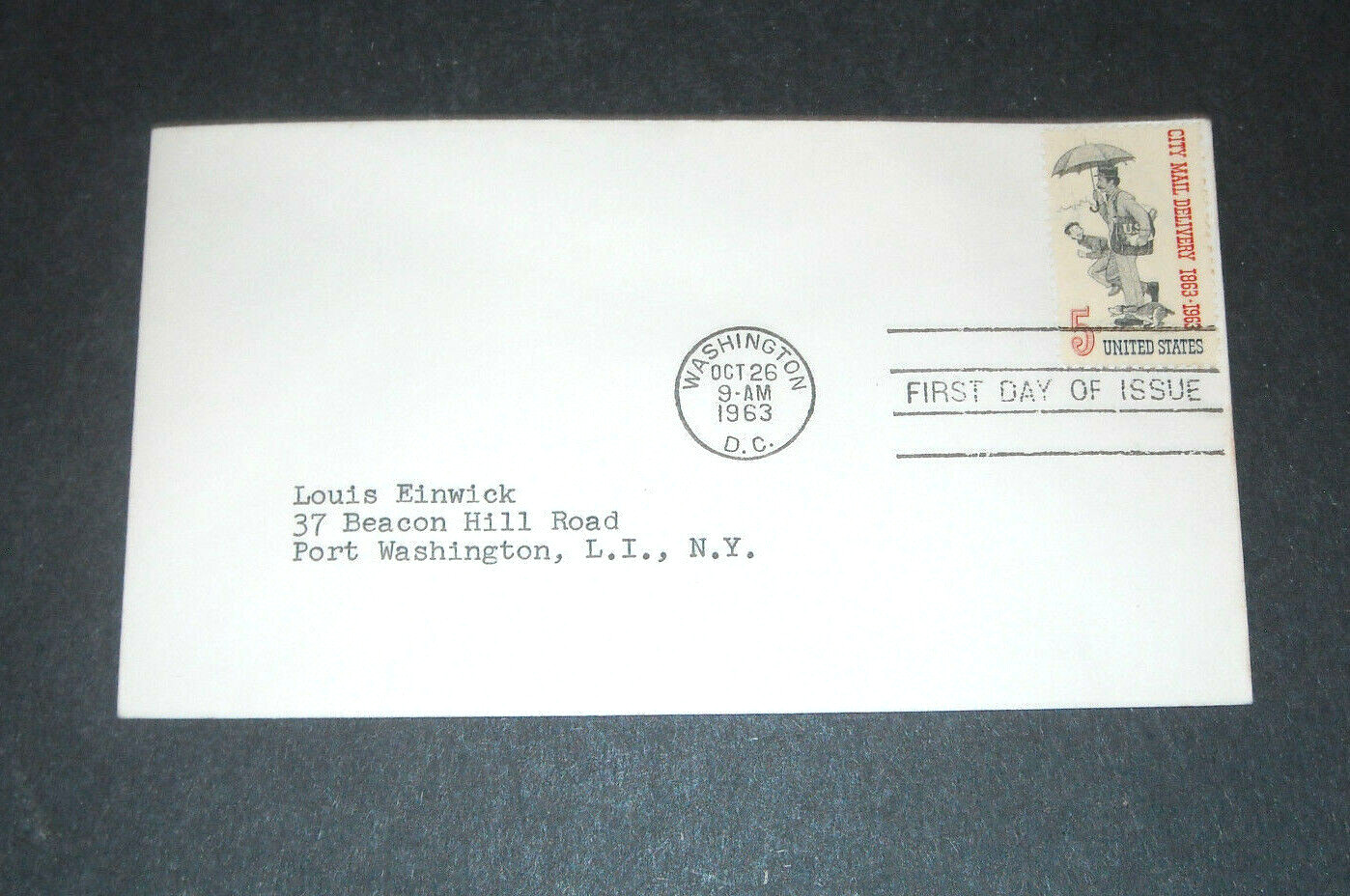 CITY MAIL DELIVERY 1863 – 1963 STAMP – FIRST DAY OF ISSUE – 1963 Postcard